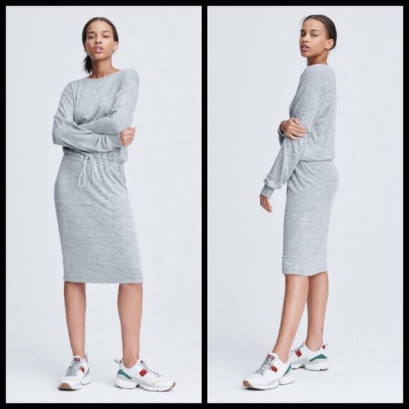💕RAG & BONE💕 Avryl Long Sleeve Midi Sweater Dress Light Heather Gray Medium M - Picture 2 of 16